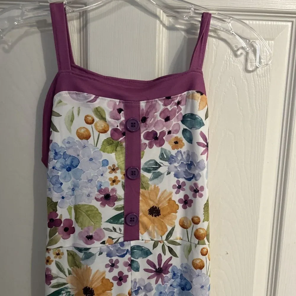 Pique Boutique Princess Line‎ Girls 10/12 Bellbottom Jumpsuit Floral